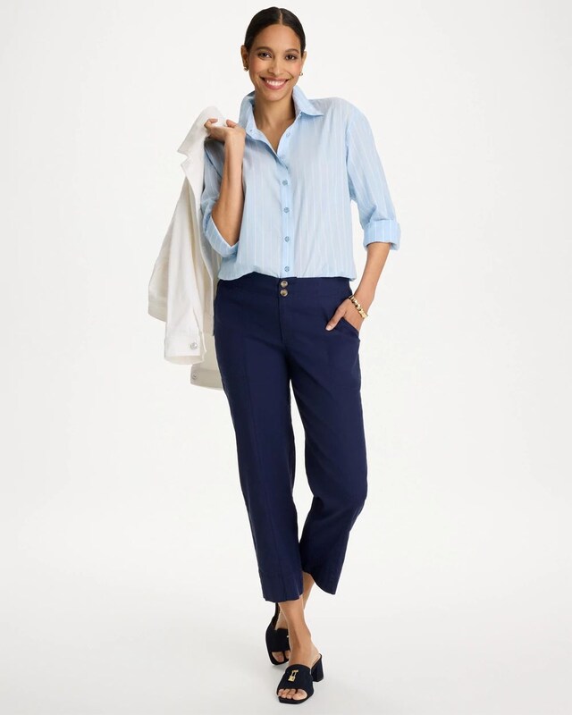 Relaxed Linen Crop Pant - image 2